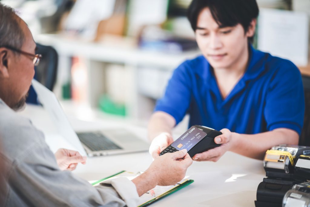 Processing a credit card with a terminal 